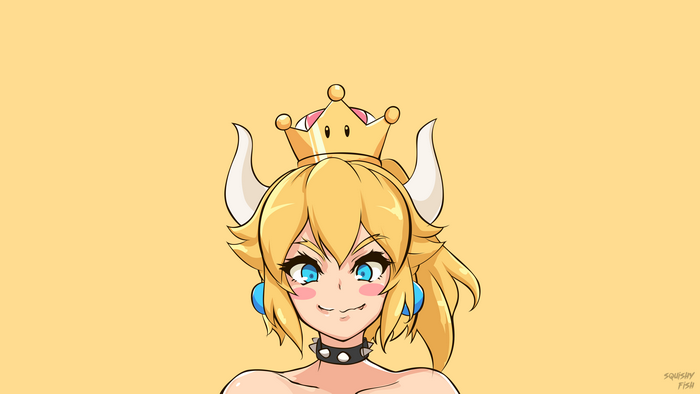 Bowsette from Super Mario with crown and horns
