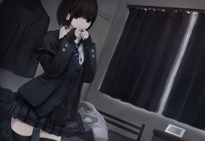 Anime girl in school uniform