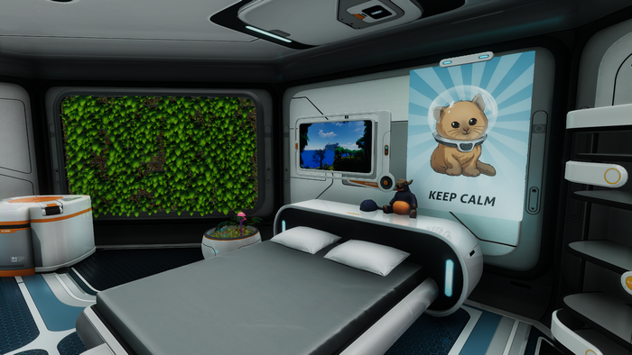 Subnautica screenshot of a futuristic bedroom