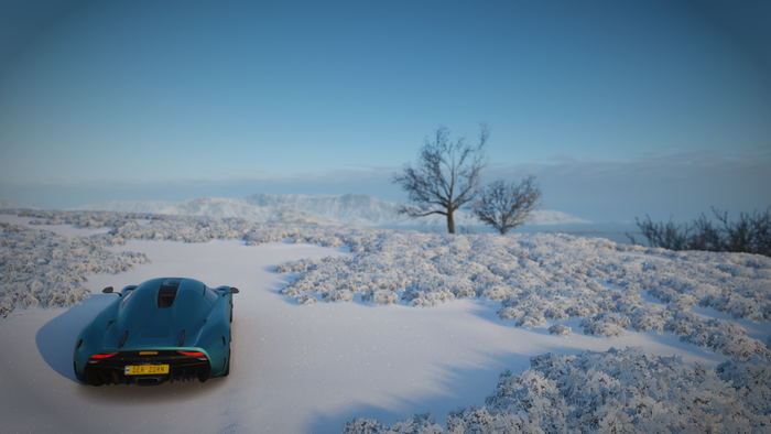 Koenigsegg Regera in Forza Horizon 4 snow landscape