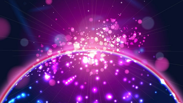 Abstract purple and pink digital art with glowing lights