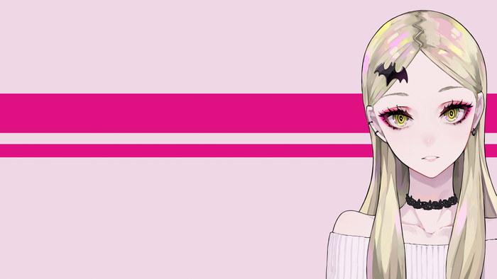 Anime girl with blonde hair and yellow eyes