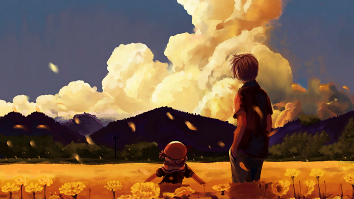 4K artwork of Okazaki Tomoya and Ushio Okazaki from Clannad