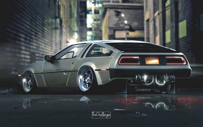 Modified DeLorean DMC-12 with twin turbos