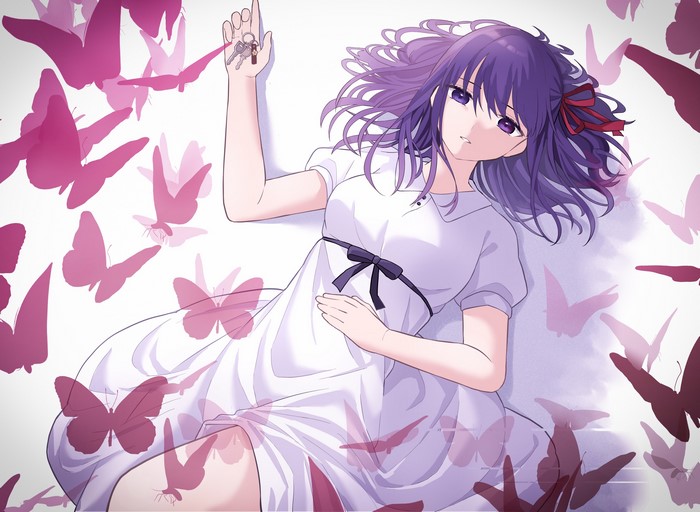 Matou Sakura from Fate/Stay Night with butterflies
