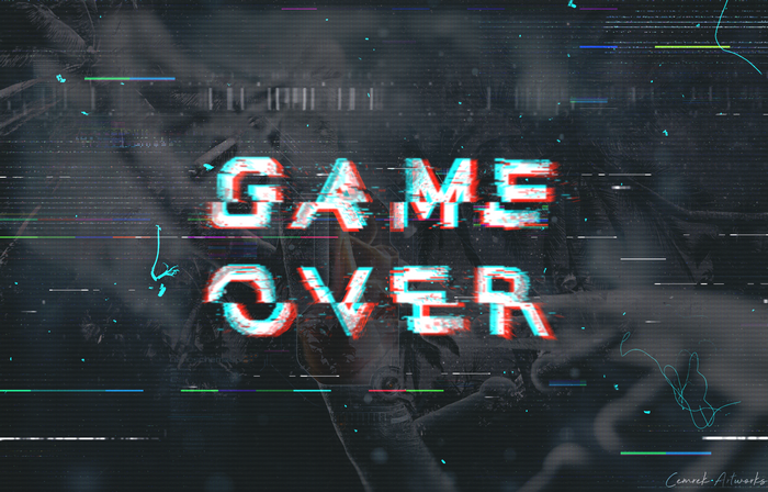 Glitch art with GAME OVER text