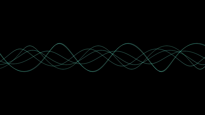 Abstract turquoise waves on black background