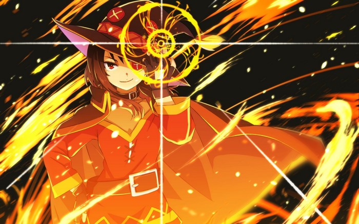 Megumin from KonoSuba casting an explosion spell