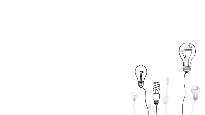 Simple drawing of various light bulbs on a white background