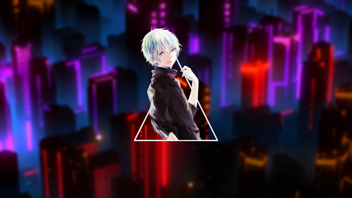 Kaneki Ken in Neon Tokyo Nightscape