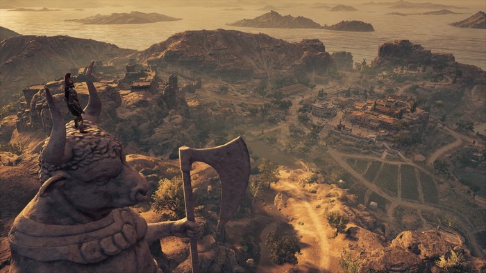 Statue of a bull with an axe in Assassin's Creed Odyssey