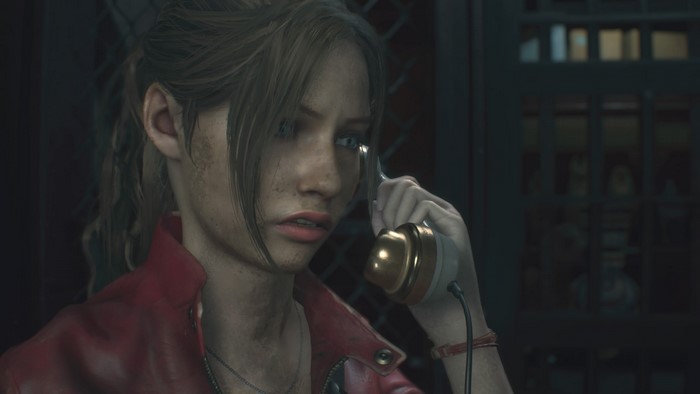 Claire Redfield from Resident Evil 2 Remake on phone