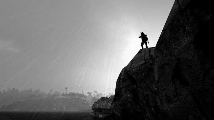 Soldier on a cliff in Tom Clancy's Ghost Recon: Wildlands