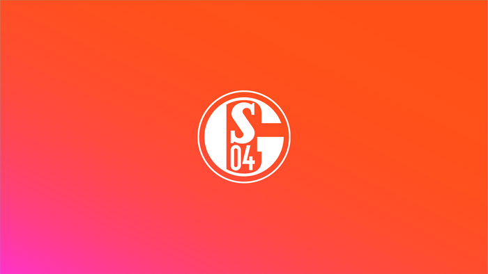 Schalke 04 logo on orange and pink gradient background