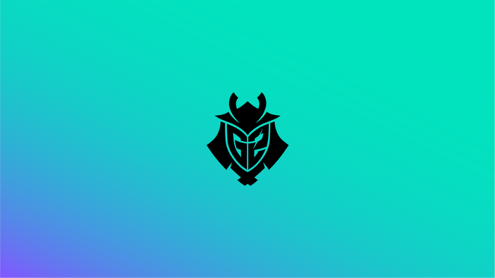 G2 Esports logo on a blue and cyan gradient background