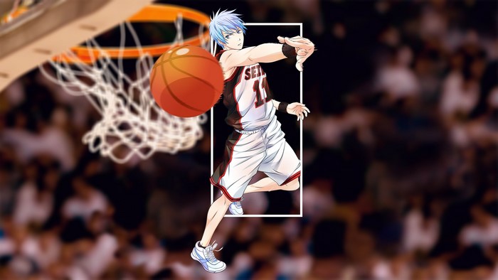 Anime basketball player dunking a ball