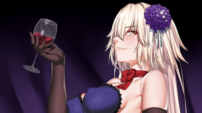 Jeanne d'Arc (Alter) from Fate/Grand Order holding wine