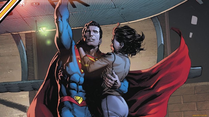 Superman holding a woman