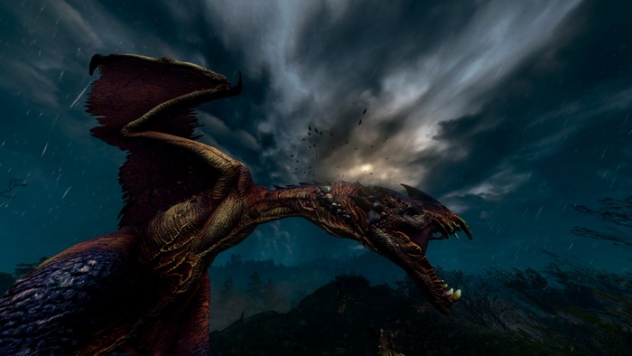 4K screenshot of a dragon from The Witcher 3: Wild Hunt