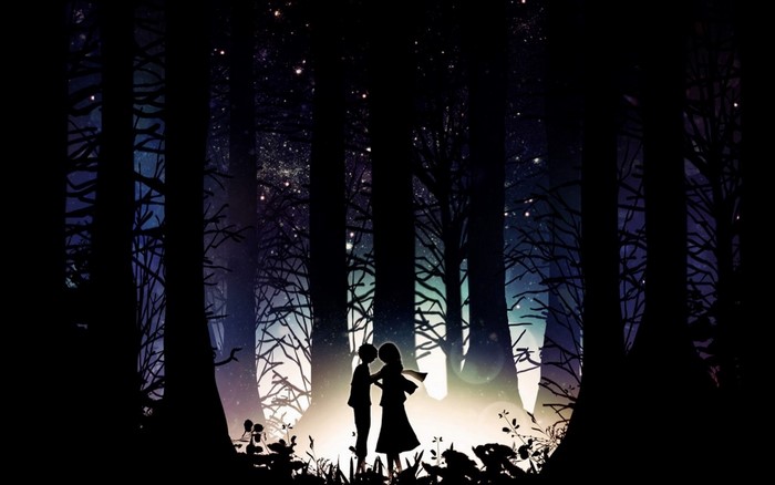 Eren and Mikasa from Attack on Titan in a forest