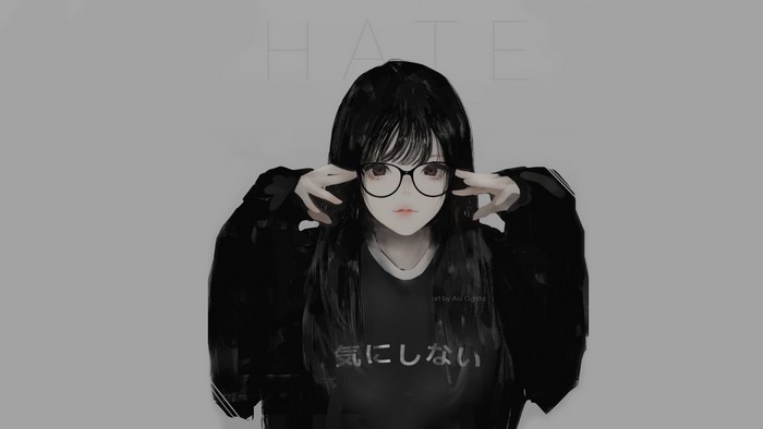 Aoi Ogata, original characters, artwork, simple background, hate-chan ...