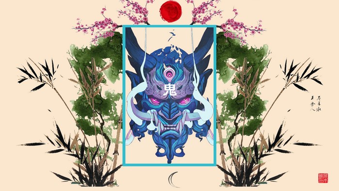 4K Japanese Oni Mask Artwork