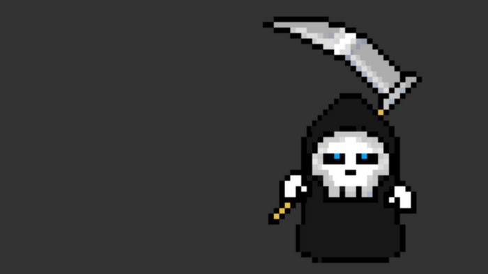 Pixel art Grim Reaper with a scythe