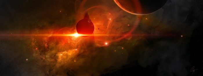 4K Space Art with Planets and Nebula