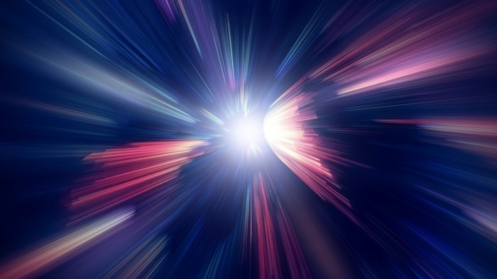 Abstract lightspeed tunnel with colorful streaks