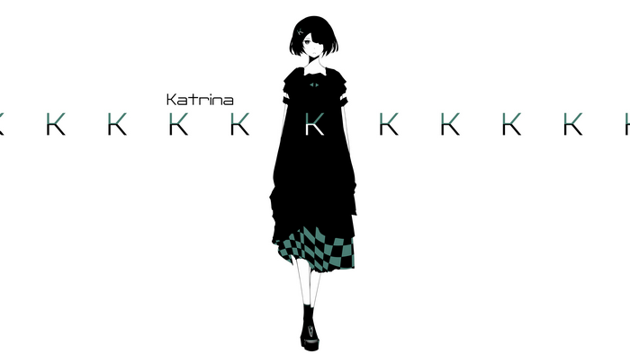 Katrina anime girl with black dress and checkered skirt