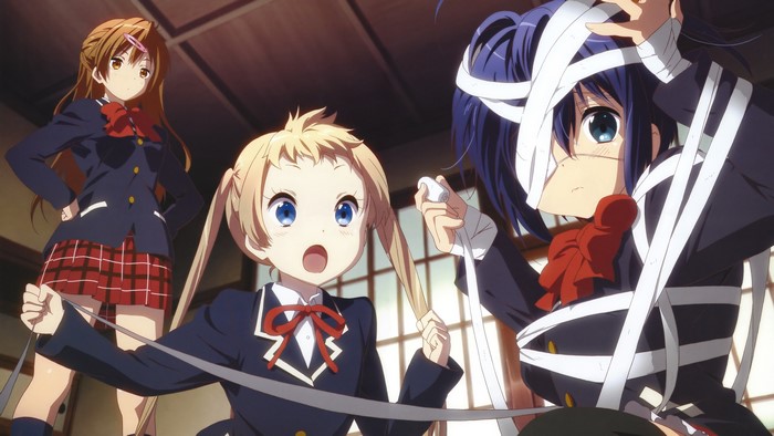 4K anime girls from Chuunibyou demo Koi ga Shitai! school uniform
