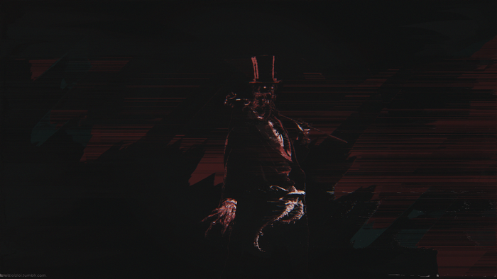 Glitch Art Cthulhu with Top Hat