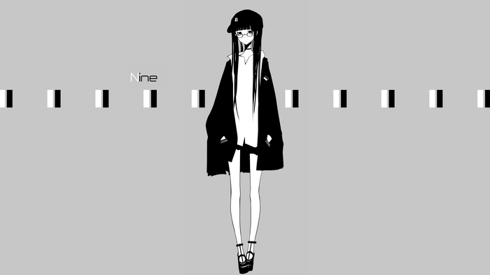 Anime girl with glasses and hat, black jacket