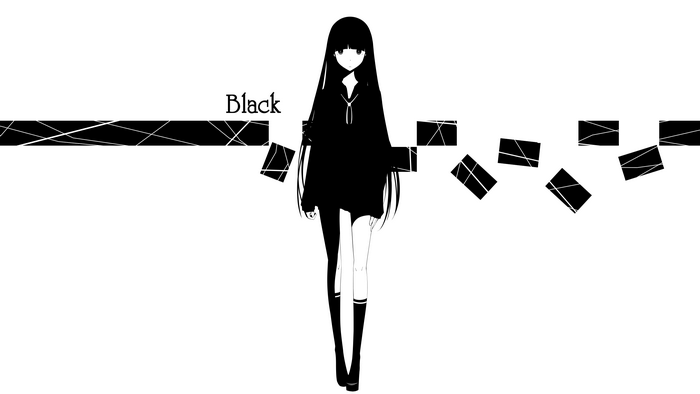 Anime girl with long black hair and black jacket