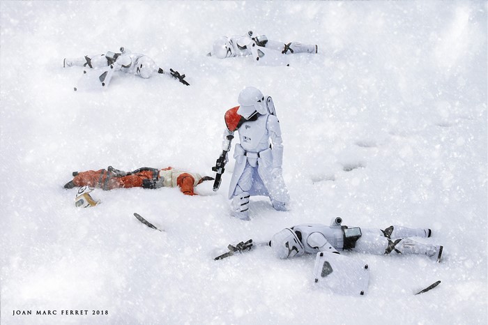 Star Wars Stormtroopers and Rebel Pilot in Snow