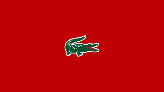 Lacoste logo on red background