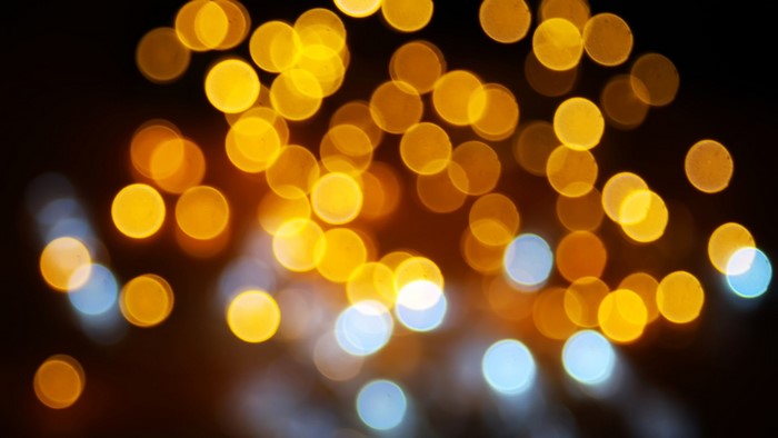 Abstract bokeh lights in yellow and blue