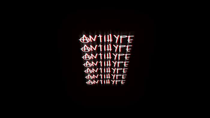 AntiHype typography with glitch effect