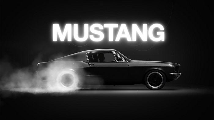 Ford Mustang car with smoke