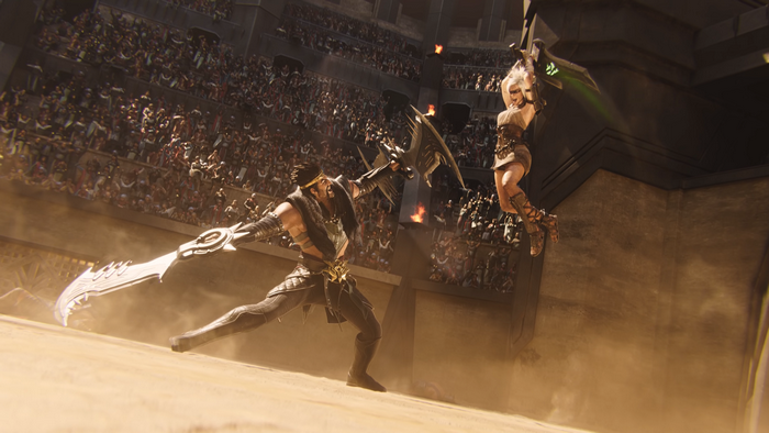 Draven and Jinx from League of Legends in arena