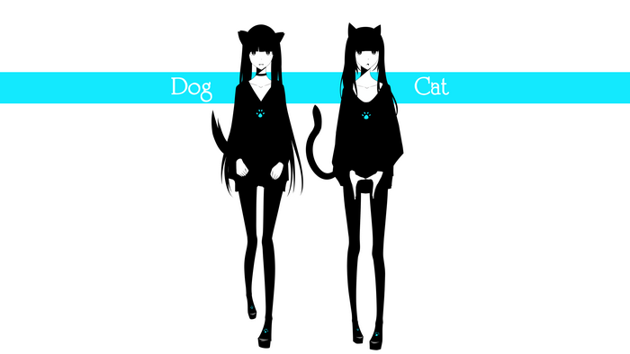 Two anime girls with animal ears and tails
