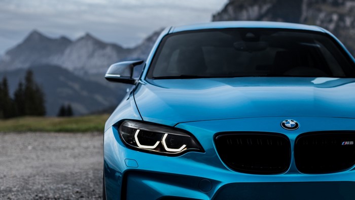 Blue BMW M2 Coupe in Mountains