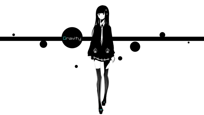 Anime girl with long black hair and thigh-highs