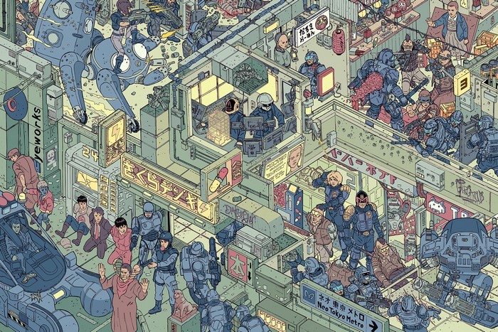 Cyberpunk Crossover with RoboCop, Judge Dredd, and Akira characters