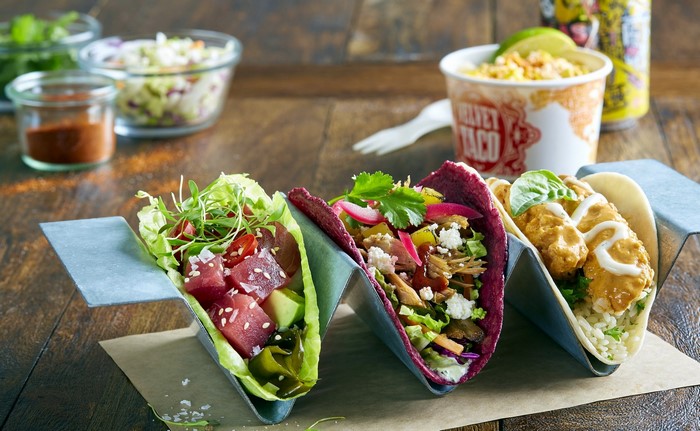Three Velvet Tacos with sides