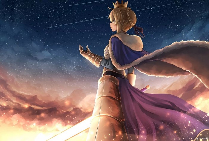 Saber from Fate/Stay Night with Crown and Cape