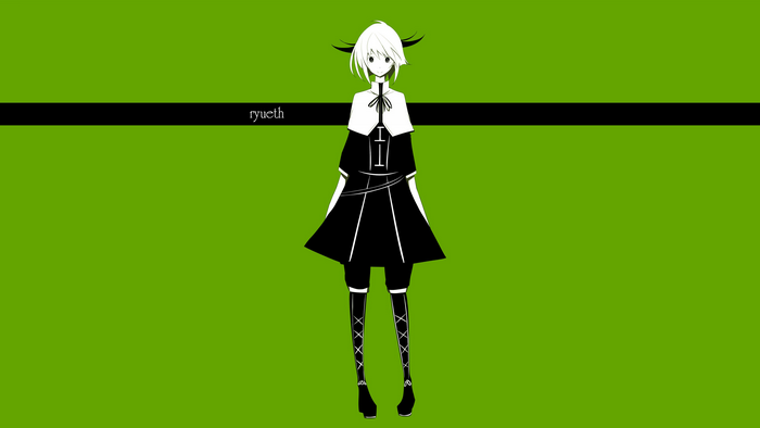 Anime girl with horns and black dress