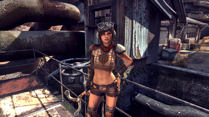 Woman in post-apocalyptic outfit in Rage
