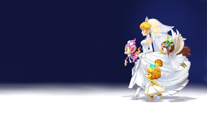 Princess Peach and friends in wedding attire