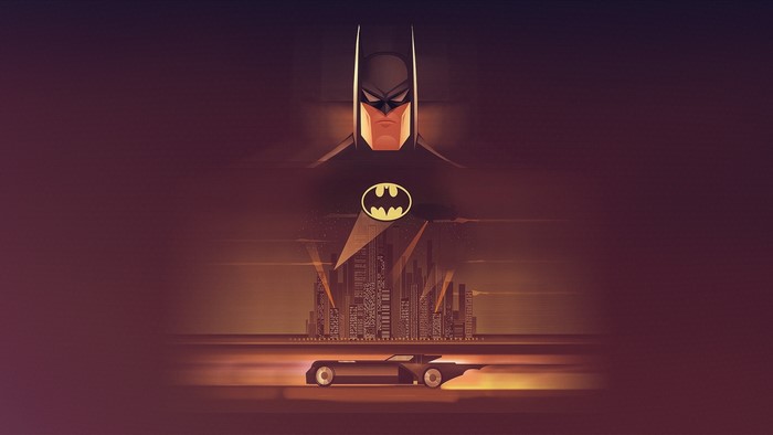 Batman and Batmobile artwork